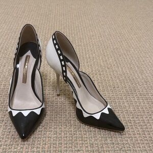 Sophia Webster Dorsay black & white patent leather & leather pumps